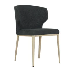 Thurston Fabric Dining Chair With Natural Wood Imprint Metal Base