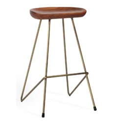 Cattelan Stool -Chair Funiture Shop CATTELAN BAR ASH ANTIQUE BRUSHED SEAT GOLD FRAME 3