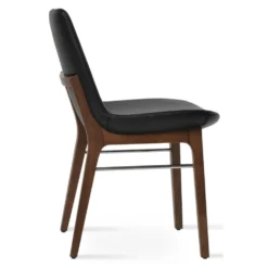 Eiffel Wood Dining Chair -Chair Funiture Shop Eiffel BlackGenuineLeatherette AmericanWalnut 2