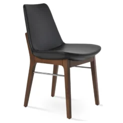 Eiffel Wood Dining Chair -Chair Funiture Shop Eiffel BlackGenuineLeatherette AmericanWalnut 3