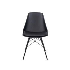 Angel Dining Chair -Chair Funiture Shop angel chair black plastic seat with pad black metal base front view
