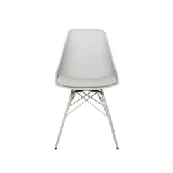 Angel Dining Chair -Chair Funiture Shop angel chair grey plastic seat with pad metal base front view 2