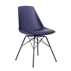 Chair Funiture Shop -Chair Funiture Shop angel chair navy blue plastic seat with pad metal base angled