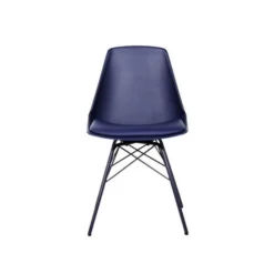 Angel Dining Chair -Chair Funiture Shop angel chair navy blue plastic seat with pad metal base front view