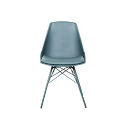 Angel Dining Chair -Chair Funiture Shop angel chair teal plastic seat with pad metal base front view