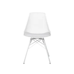 Angel Dining Chair -Chair Funiture Shop angel chair white plastic seat with pad metal base front view