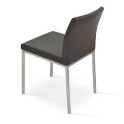 Aria Metal Dining Chair -Chair Funiture Shop aria metal dining chair brown stainless steel base