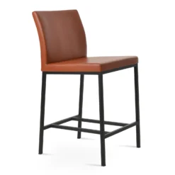 Aria Metal Stool -Chair Funiture Shop aria metal stool cinnamon black angled
