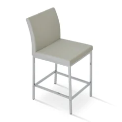 Aria Metal Stool -Chair Funiture Shop aria metal stool light grey chrome angled