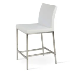 Aria Metal Stool -Chair Funiture Shop aria metal stool white stainless steel angled