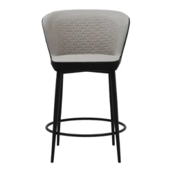 Constance Counter Stool -Chair Funiture Shop constance counter stool taupe faux shagreen front