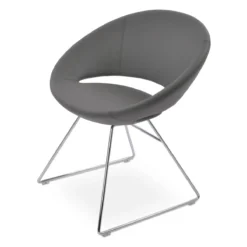Crescent Wire Dining Chair -Chair Funiture Shop crescent wire dining chair grey chrome