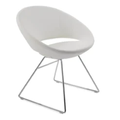 Crescent Wire Dining Chair -Chair Funiture Shop crescent wire dining chair white chrome