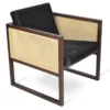 Cube Wood Wicker Lounge Armchair -Chair Funiture Shop cube wood wicker black velvet angled