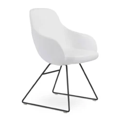 Gazel Wire Arm Dining Chair 13 Gazel Wire Arm Dining Chair -Chair Funiture Shop gazel wire arm dining chair white leatherette black base