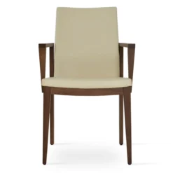 Pasha Wood Arm Chair -Chair Funiture Shop pasha arm wood cream leatherette