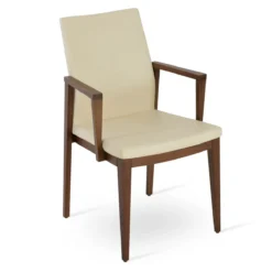 Pasha Wood Arm Chair -Chair Funiture Shop pasha arm wood cream leathertte
