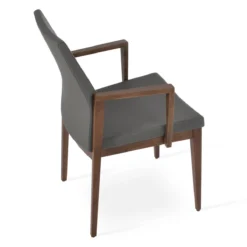 Pasha Wood Arm Chair -Chair Funiture Shop pasha arm wood grey leatherette