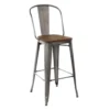 Rochelle High Back Stool With Wood Seat -Chair Funiture Shop rochelle high back stool with wood seat angled