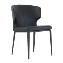 Thurston Leatherette Dining Chair With Black Metal Base