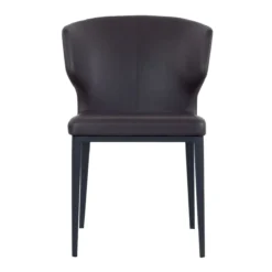 Thurston Leatherette Dining Chair With Black Metal Base -Chair Funiture Shop thurston dining chair brown leatherette black metal base
