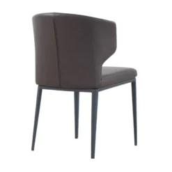 Thurston Leatherette Dining Chair With Black Metal Base -Chair Funiture Shop thurston dining chair brown leatherette black metal base back