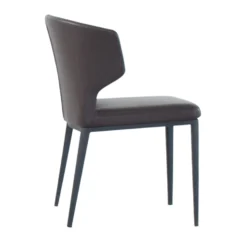 Thurston Leatherette Dining Chair With Black Metal Base -Chair Funiture Shop thurston dining chair brown leatherette black metal base side