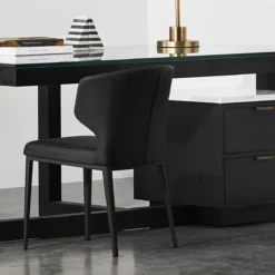 Thurston Leatherette Dining Chair With Black Metal Base -Chair Funiture Shop thurston dining chair leatherette black metal base lifestyle 2