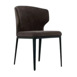 Thurston Fabric Dining Chair With Black Metal Base -Chair Funiture Shop thurston fabric dining chair with black metal base cocoa