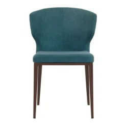 Thurston Fabric Dining Chair With Walnut Wood Imprint Metal Base -Chair Funiture Shop thurston fabric dining chair with walnut wood imprint metal base atlantis front