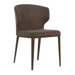 Thurston Fabric Dining Chair With Walnut Wood Imprint Metal Base -Chair Funiture Shop thurston fabric dining chair with walnut wood imprint metal base cocoa