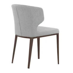 Thurston Fabric Dining Chair With Walnut Wood Imprint Metal Base -Chair Funiture Shop thurston fabric dining chair with walnut wood imprint metal base light grey back