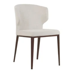 Thurston Fabric Dining Chair With Walnut Wood Imprint Metal Base -Chair Funiture Shop thurston fabric dining chair with walnut wood imprint metal base oyster