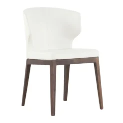 Thurston Leatherette Dining Chair With Wood Base -Chair Funiture Shop thurston leatherette dining chair with wood base white
