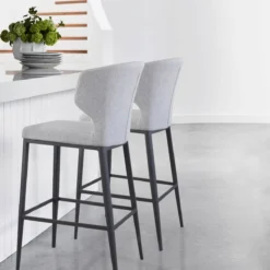 Thurston Fabric Stool With Metal Base -Chair Funiture Shop thurston stool lifestyle
