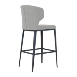 Thurston Fabric Stool With Metal Base -Chair Funiture Shop thurston stool light grey metal base back