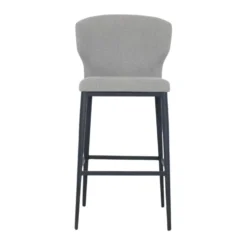 Thurston Fabric Stool With Metal Base -Chair Funiture Shop thurston stool light grey metal base front