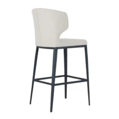 Thurston Fabric Stool With Metal Base -Chair Funiture Shop thurston stool oyster metal base back