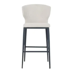 Thurston Fabric Stool With Metal Base -Chair Funiture Shop thurston stool oyster metal base front