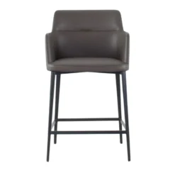 Williamsburg Leatherette Stool -Chair Funiture Shop williamsburg stool charcoal leatherette front