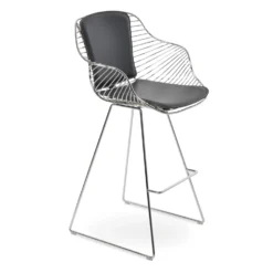 Zebra Wire Arm Stool 13 Zebra Wire Arm Stool -Chair Funiture Shop zebra wire arm stool black chrome angled