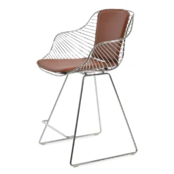 Zebra Wire Arm Stool 18 Zebra Wire Arm Stool -Chair Funiture Shop zebra wire arm stool cinnamon chrome angled