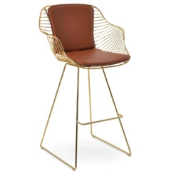 Zebra Wire Arm Stool 17 Zebra Wire Arm Stool -Chair Funiture Shop zebra wire arm stool cinnaon gold angled